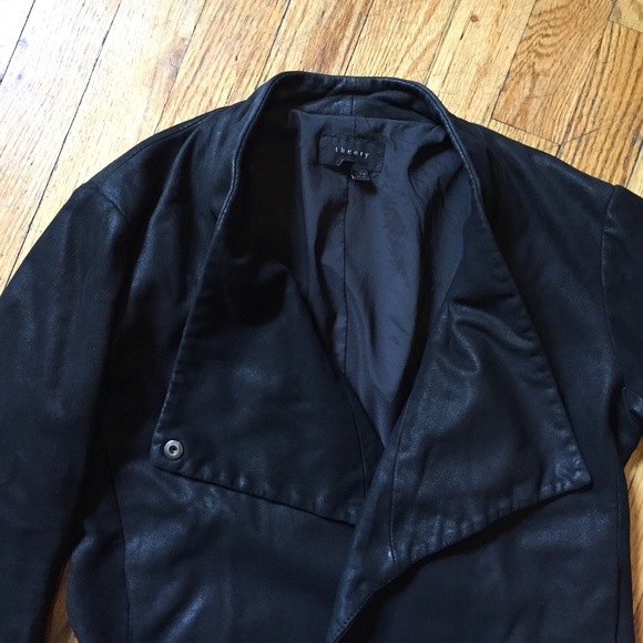 Theory "Equalize" Draped Leather Jacket - Picture 2 of 8